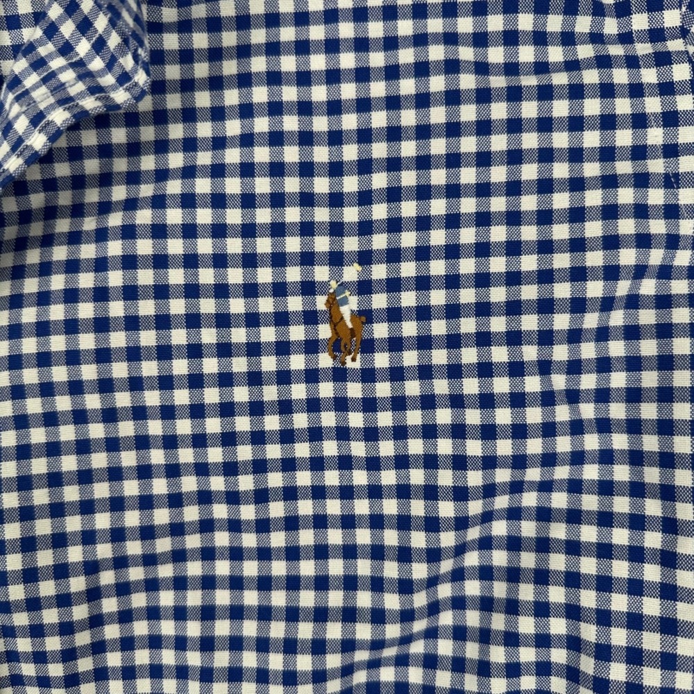 Ralph Lauren Button Down Shirt Mens XXL Classic Fit Gingham Blue White - Picture 5 of 12